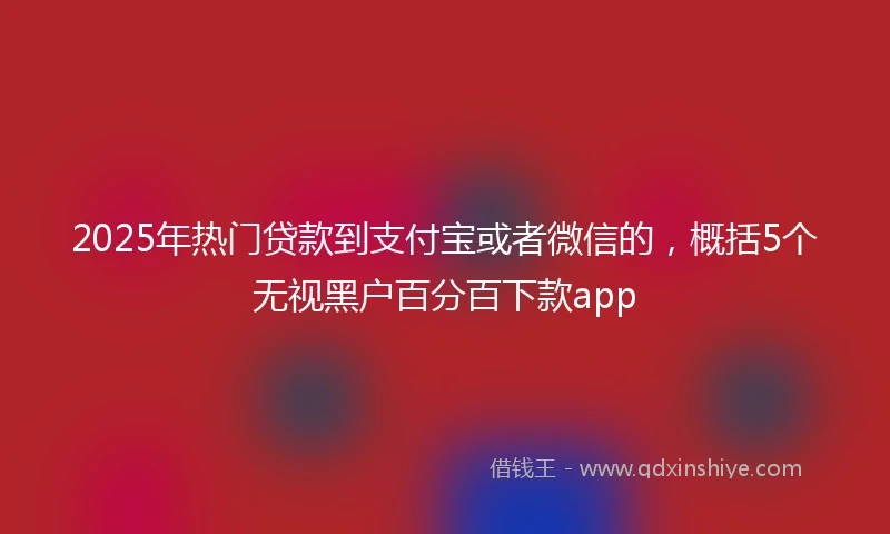 2025年热门贷款到支付宝或者微信的，概括5个无视黑户百分百下款app
