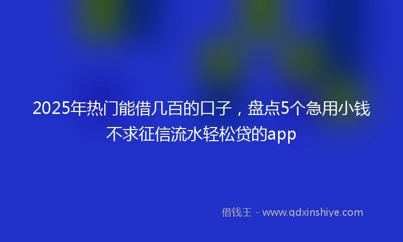 2025年热门能借几百的口子，盘点5个急用小钱不求征信流水轻松贷的app