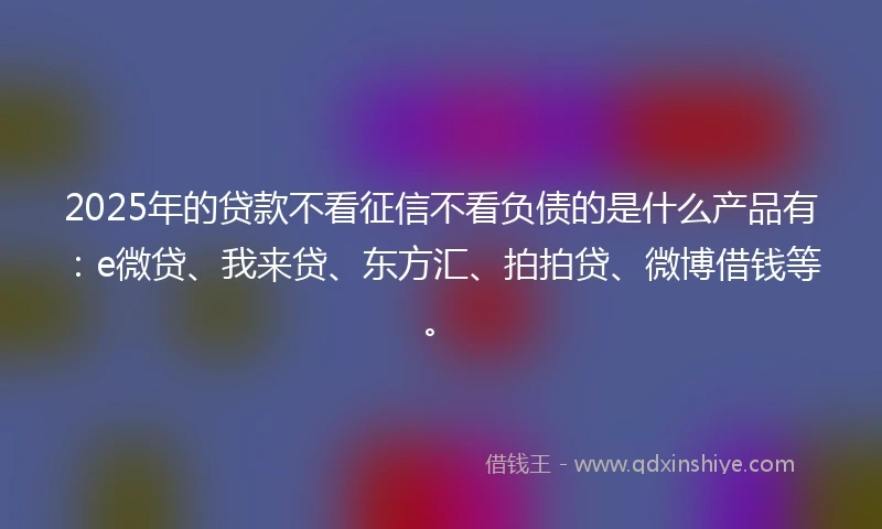 2025年的贷款不看征信不看负债的是什么产品有：e微贷、我来贷、东方汇、拍拍贷、微博借钱等。