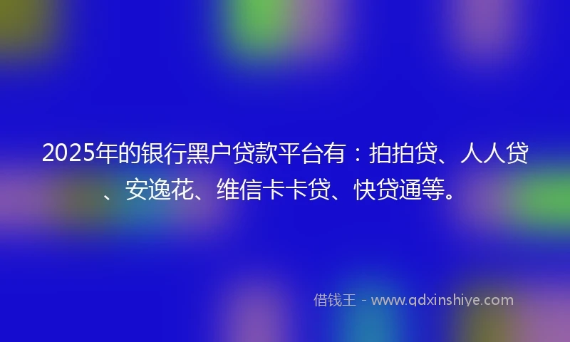 2025年的银行黑户贷款平台有：拍拍贷、人人贷、安逸花、维信卡卡贷、快贷通等。