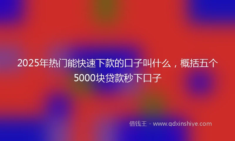 2025年热门能快速下款的口子叫什么，概括五个5000块贷款秒下口子