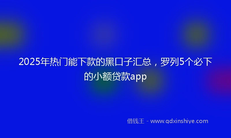 2025年热门能下款的黑口子汇总，罗列5个必下的小额贷款app