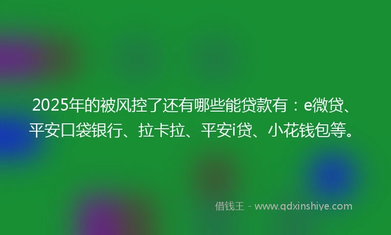 2025年的被风控了还有哪些能贷款有：e微贷、平安口袋银行、拉卡拉、平安i贷、小花钱包等。