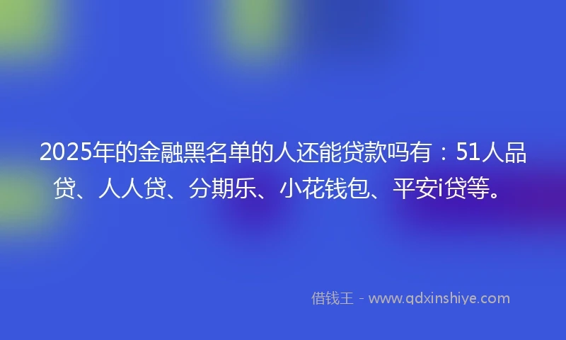 2025年的金融黑名单的人还能贷款吗有：51人品贷、人人贷、分期乐、小花钱包、平安i贷等。