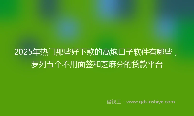 2025年热门那些好下款的高炮口子软件有哪些，罗列五个不用面签和芝麻分的贷款平台