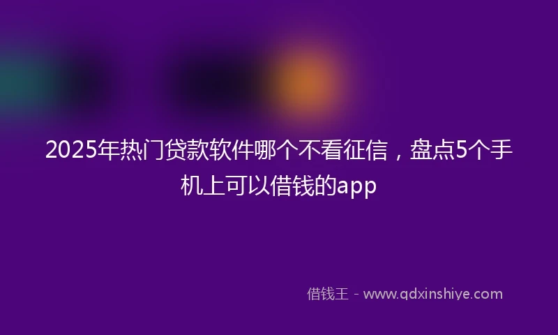 2025年热门贷款软件哪个不看征信，盘点5个手机上可以借钱的app