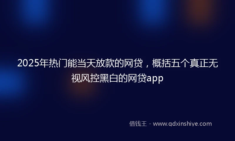 2025年热门能当天放款的网贷，概括五个真正无视风控黑白的网贷app
