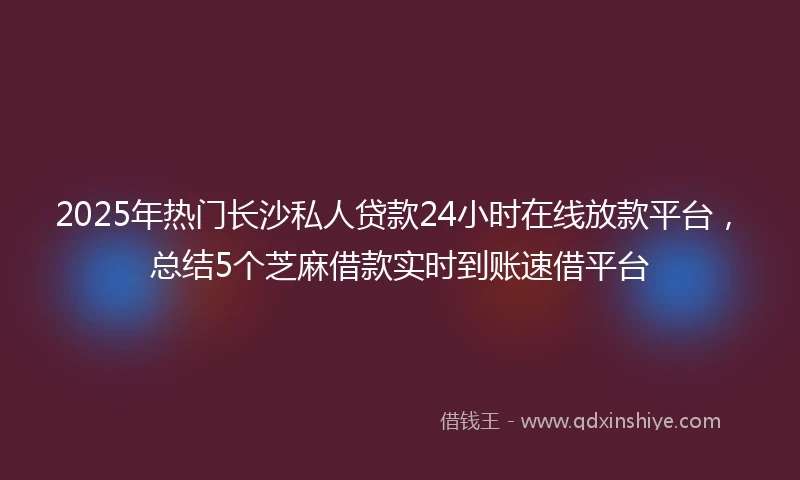 2025年热门长沙私人贷款24小时在线放款平台，总结5个芝麻借款实时到账速借平台