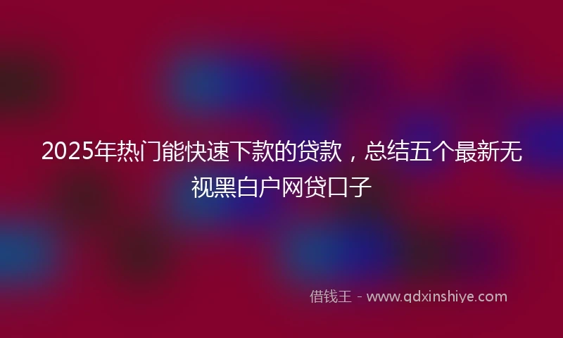 2025年热门能快速下款的贷款，总结五个最新无视黑白户网贷口子