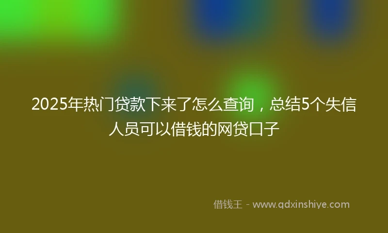 2025年热门贷款下来了怎么查询，总结5个失信人员可以借钱的网贷口子