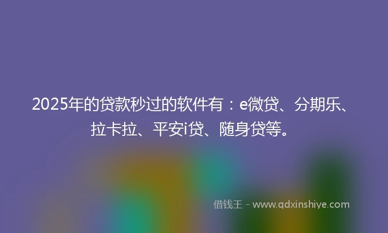2025年的贷款秒过的软件有：e微贷、分期乐、拉卡拉、平安i贷、随身贷等。
