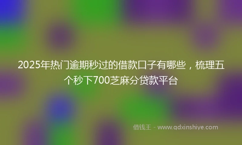 2025年热门逾期秒过的借款口子有哪些，梳理五个秒下700芝麻分贷款平台