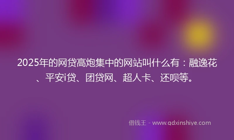 2025年的网贷高炮集中的网站叫什么有：融逸花、平安i贷、团贷网、超人卡、还呗等。