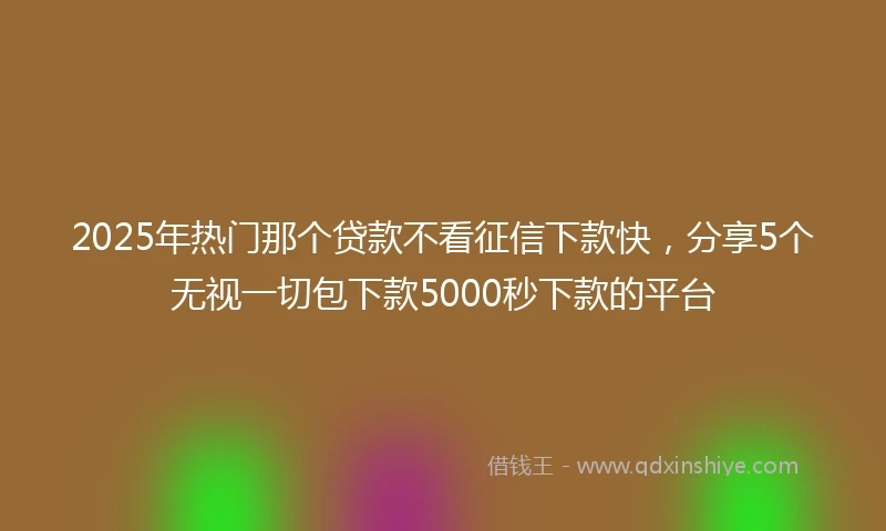 2025年热门那个贷款不看征信下款快，分享5个无视一切包下款5000秒下款的平台