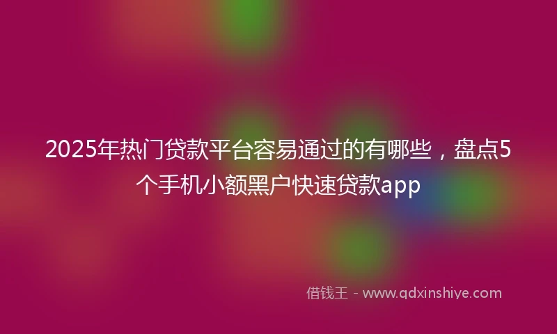 2025年热门贷款平台容易通过的有哪些，盘点5个手机小额黑户快速贷款app