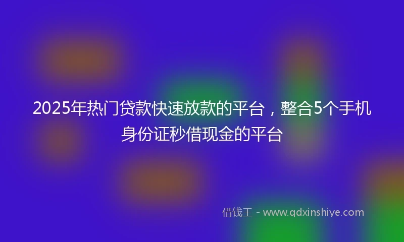 2025年热门贷款快速放款的平台，整合5个手机身份证秒借现金的平台