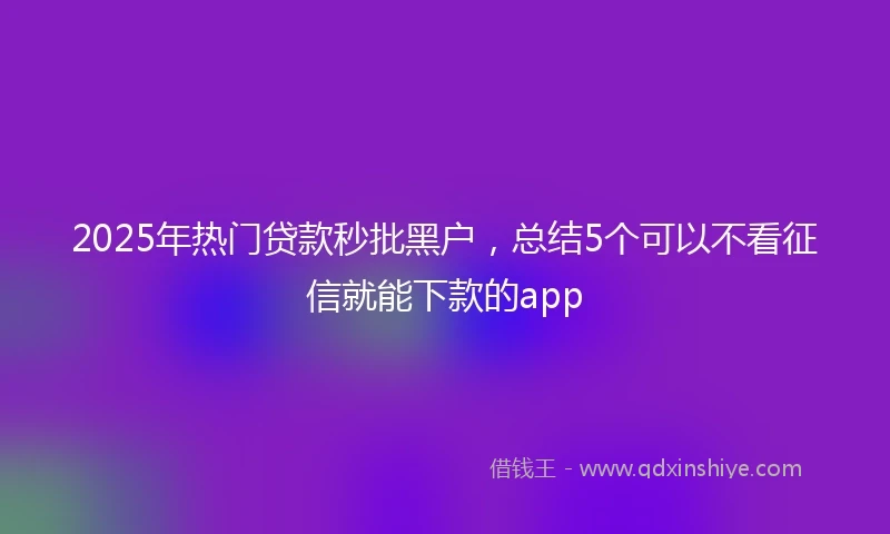 2025年热门贷款秒批黑户，总结5个可以不看征信就能下款的app