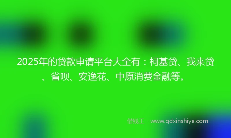 2025年的贷款申请平台大全有：柯基贷、我来贷、省呗、安逸花、中原消费金融等。