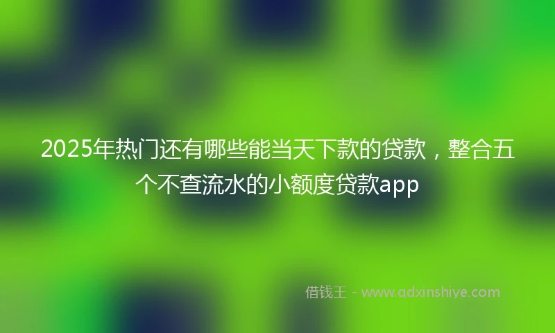 2025年热门还有哪些能当天下款的贷款,整合五个不查流水的小额度贷款app