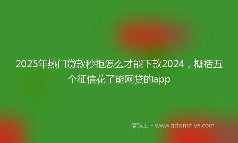 2025年热门贷款秒拒怎么才能下款2024，概括五个征信花了能网贷的app
