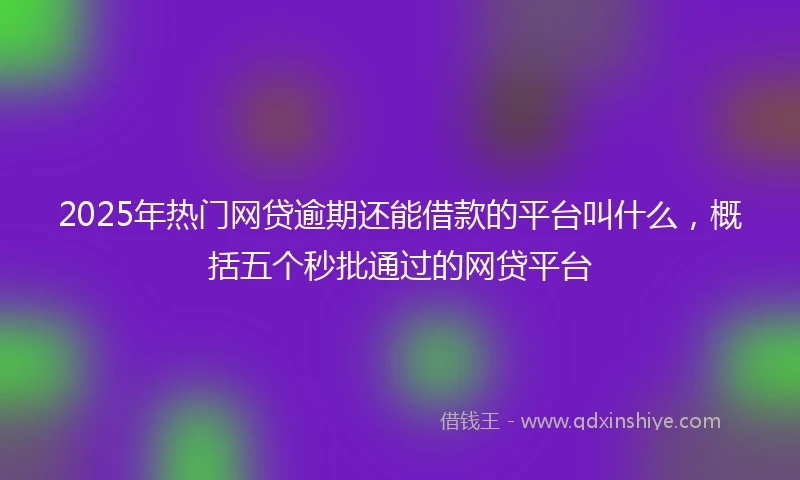 2025年热门网贷逾期还能借款的平台叫什么，概括五个秒批通过的网贷平台