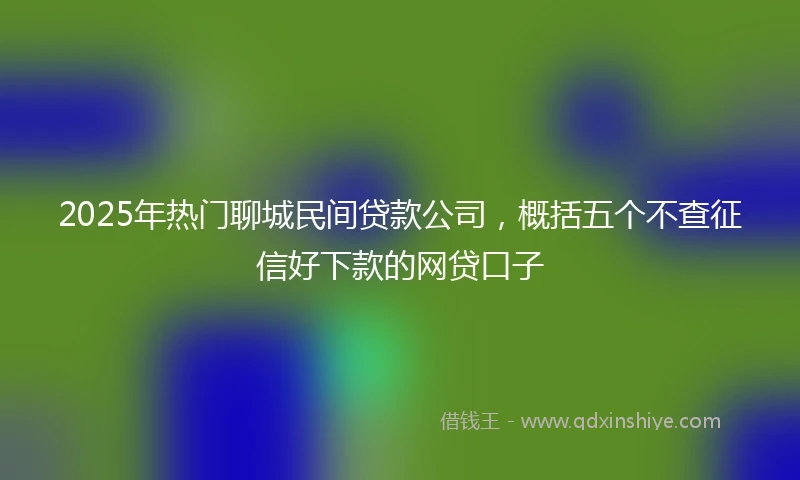 2025年热门聊城民间贷款公司，概括五个不查征信好下款的网贷口子
