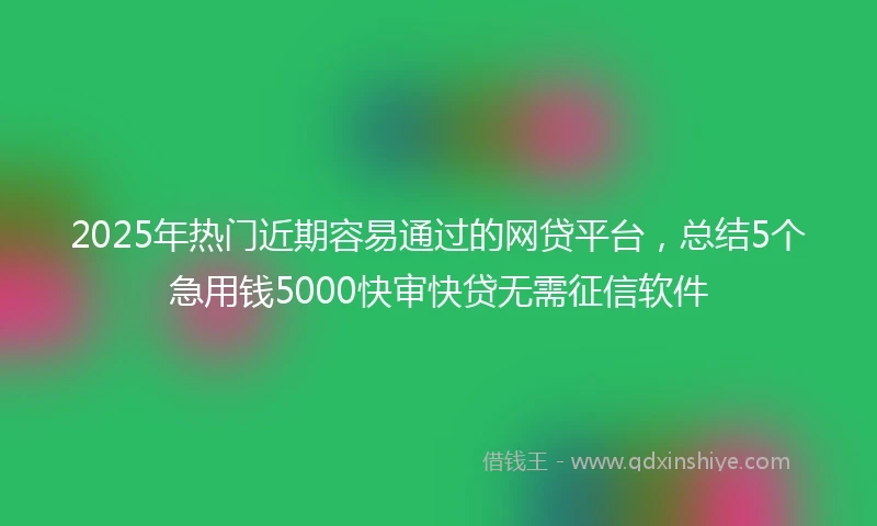 2025年热门近期容易通过的网贷平台，总结5个急用钱5000快审快贷无需征信软件