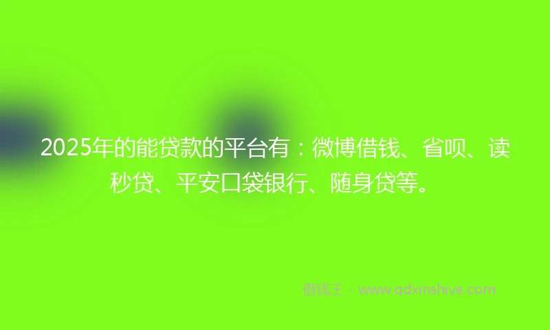 2025年的能贷款的平台有：微博借钱、省呗、读秒贷、平安口袋银行、随身贷等。