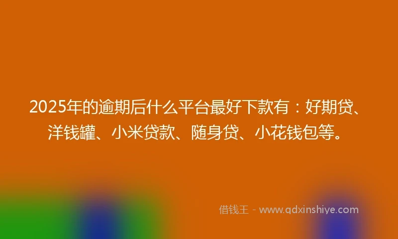 2025年的逾期后什么平台最好下款有：好期贷、洋钱罐、小米贷款、随身贷、小花钱包等。