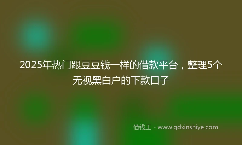 2025年热门跟豆豆钱一样的借款平台，整理5个无视黑白户的下款口子