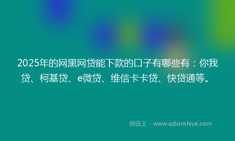 2025年的网黑网贷能下款的口子有哪些有：你我贷、柯基贷、e微贷、维信卡卡贷、快贷通等。