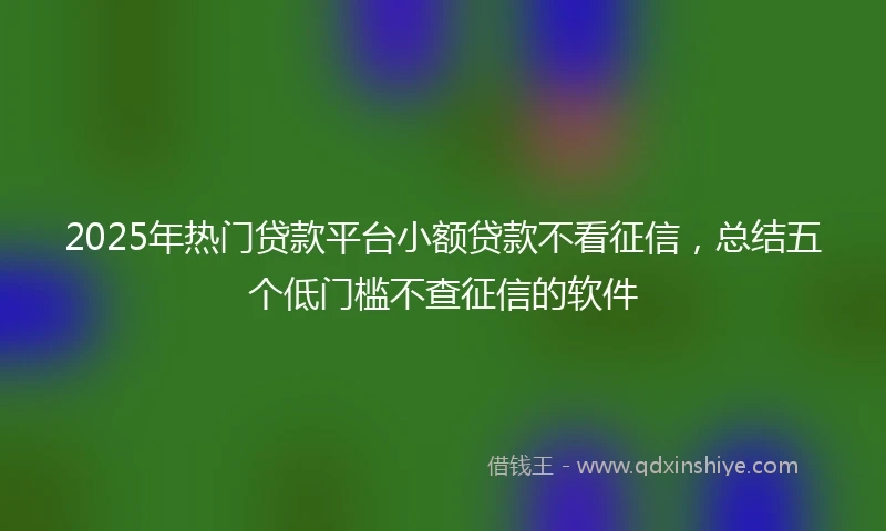 2025年热门贷款平台小额贷款不看征信，总结五个低门槛不查征信的软件