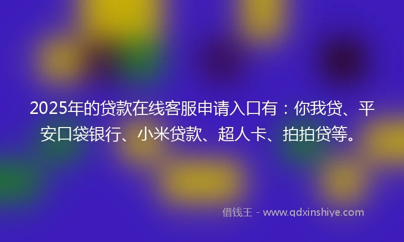2025年的贷款在线客服申请入口有：你我贷、平安口袋银行、小米贷款、超人卡、拍拍贷等。