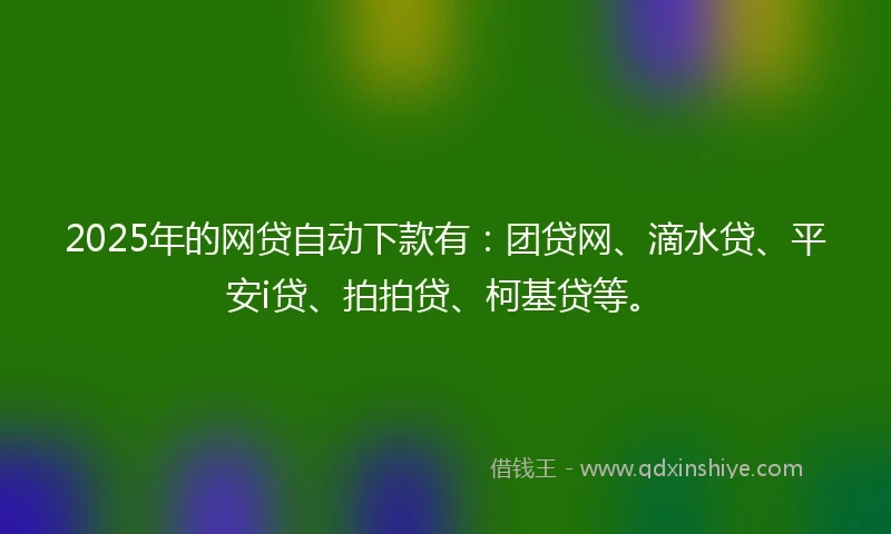 2025年的网贷自动下款有：团贷网、滴水贷、平安i贷、拍拍贷、柯基贷等。