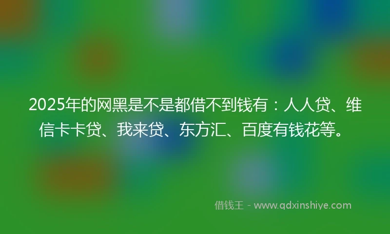 2025年的网黑是不是都借不到钱有：人人贷、维信卡卡贷、我来贷、东方汇、百度有钱花等。