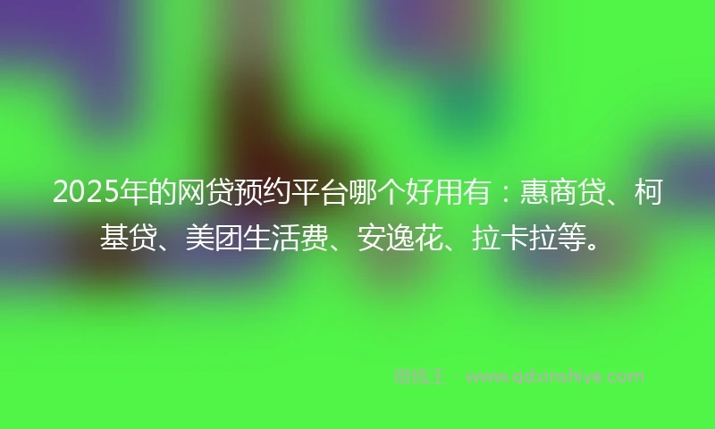 2025年的网贷预约平台哪个好用有：惠商贷、柯基贷、美团生活费、安逸花、拉卡拉等。