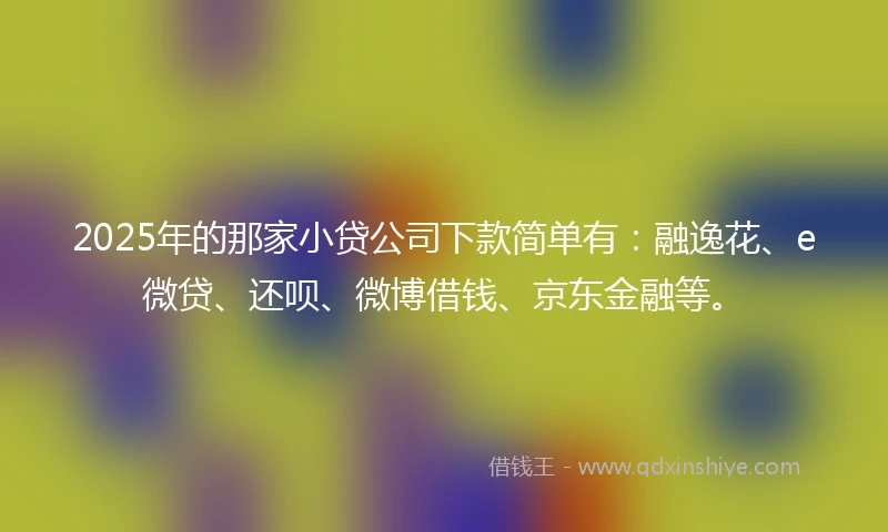 2025年的那家小贷公司下款简单有：融逸花、e微贷、还呗、微博借钱、京东金融等。
