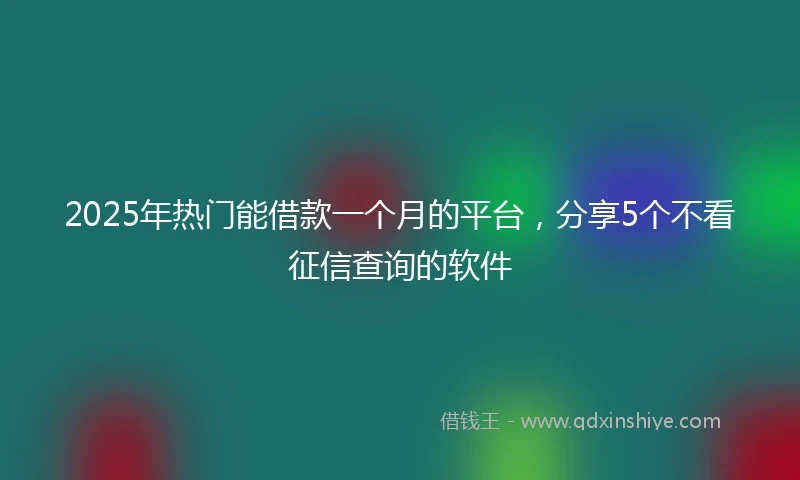 2025年热门能借款一个月的平台，分享5个不看征信查询的软件