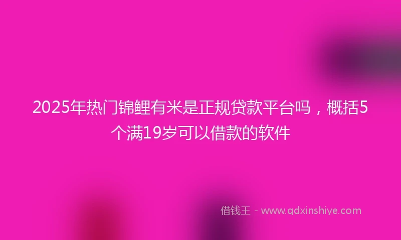 2025年热门锦鲤有米是正规贷款平台吗，概括5个满19岁可以借款的软件