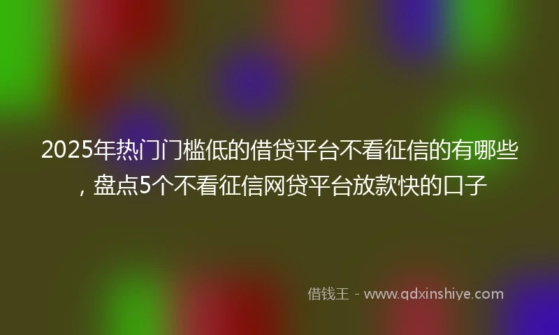 2025年热门门槛低的借贷平台不看征信的有哪些，盘点5个不看征信网贷平台放款快的口子
