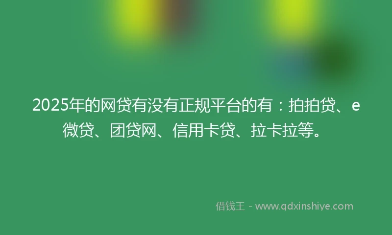 2025年的网贷有没有正规平台的有：拍拍贷、e微贷、团贷网、信用卡贷、拉卡拉等。