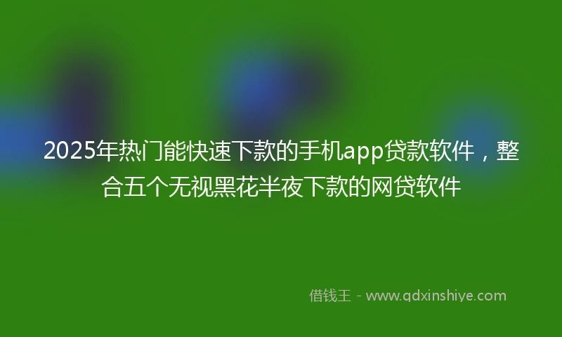 2025年热门能快速下款的手机app贷款软件，整合五个无视黑花半夜下款的网贷软件