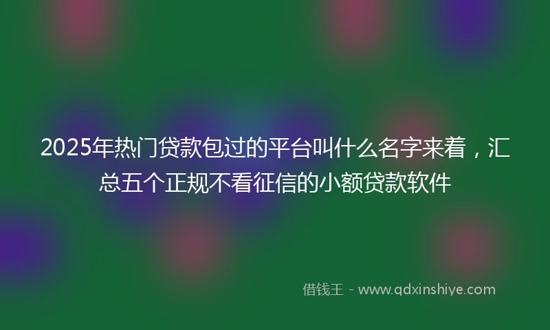 2025年热门贷款包过的平台叫什么名字来着，汇总五个正规不看征信的小额贷款软件