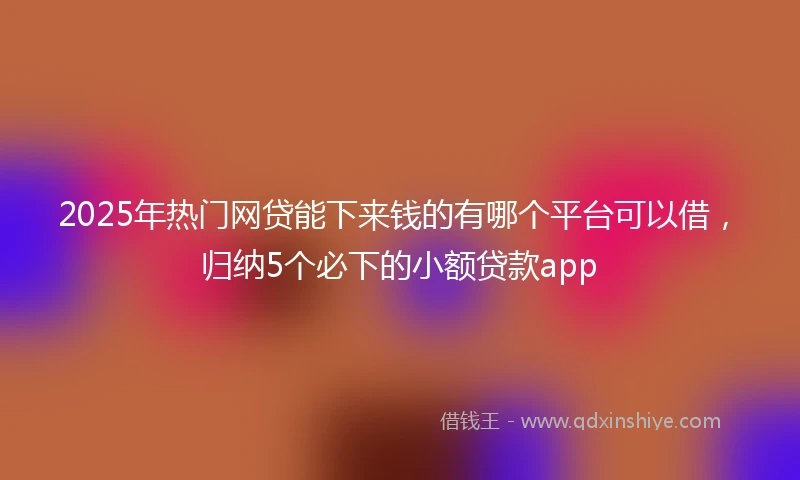 2025年热门网贷能下来钱的有哪个平台可以借，归纳5个必下的小额贷款app