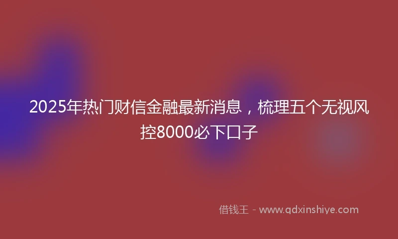 2025年热门财信金融最新消息，梳理五个无视风控8000必下口子