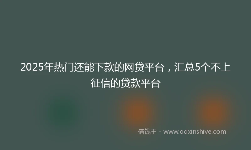 2025年热门还能下款的网贷平台，汇总5个不上征信的贷款平台