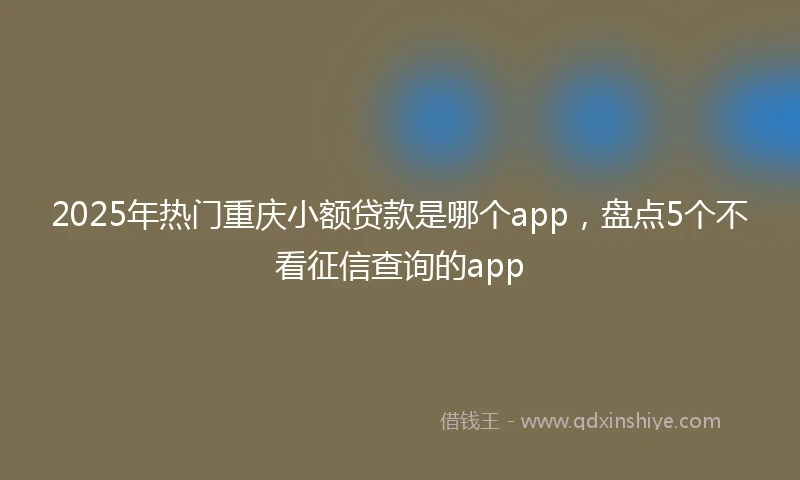 2025年热门重庆小额贷款是哪个app，盘点5个不看征信查询的app