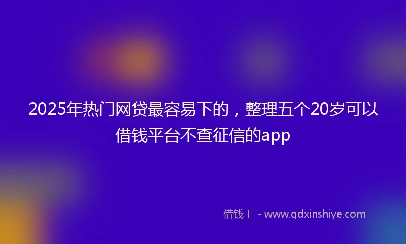 2025年热门网贷最容易下的，整理五个20岁可以借钱平台不查征信的app