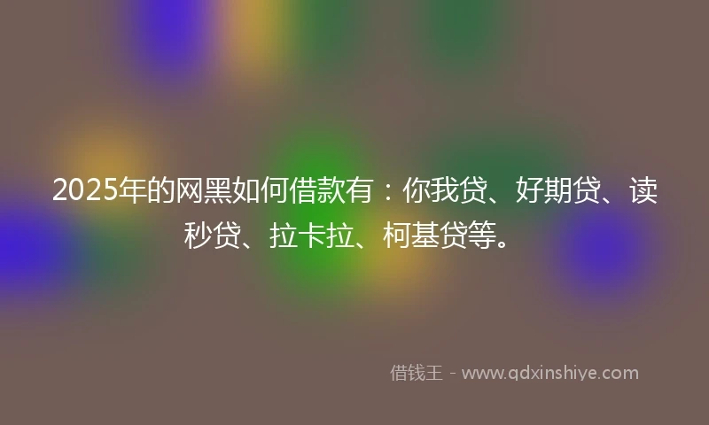 2025年的网黑如何借款有：你我贷、好期贷、读秒贷、拉卡拉、柯基贷等。