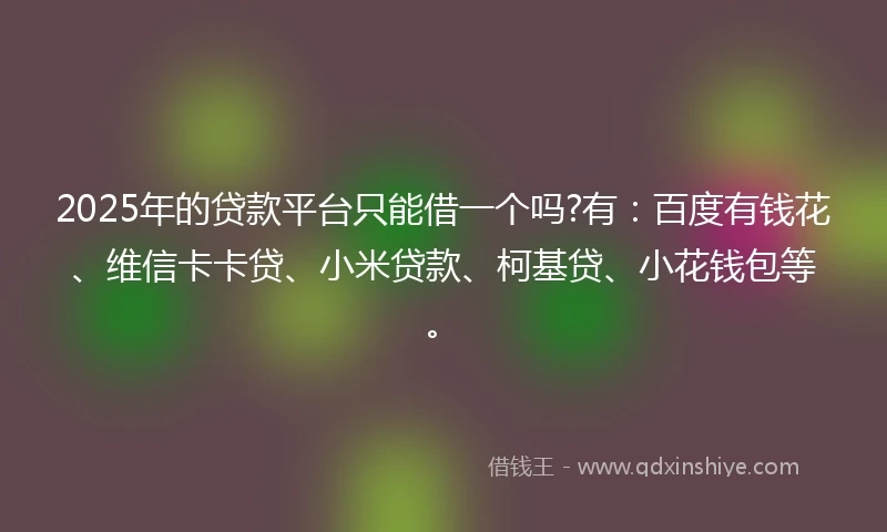 2025年的贷款平台只能借一个吗?有：百度有钱花、维信卡卡贷、小米贷款、柯基贷、小花钱包等。